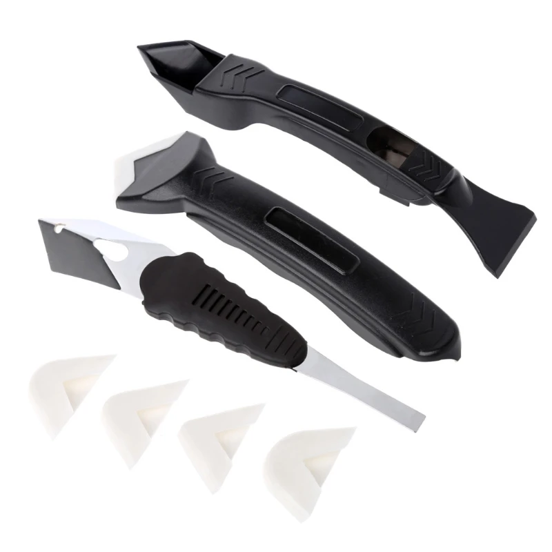 

3 Pcs Silicone Scraper Caulking Grouting Sealant Finishing Cleaning Tool Kit Set Y5JA