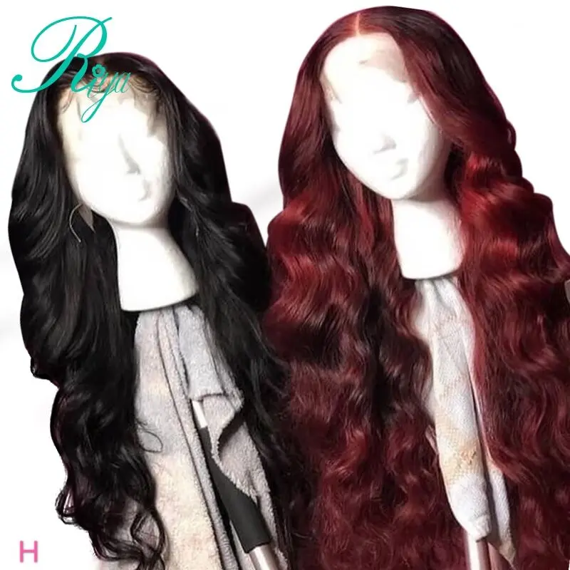 Парик из человеческих волос 13X4 150% Red Body Wave на сетке спереди предварительно