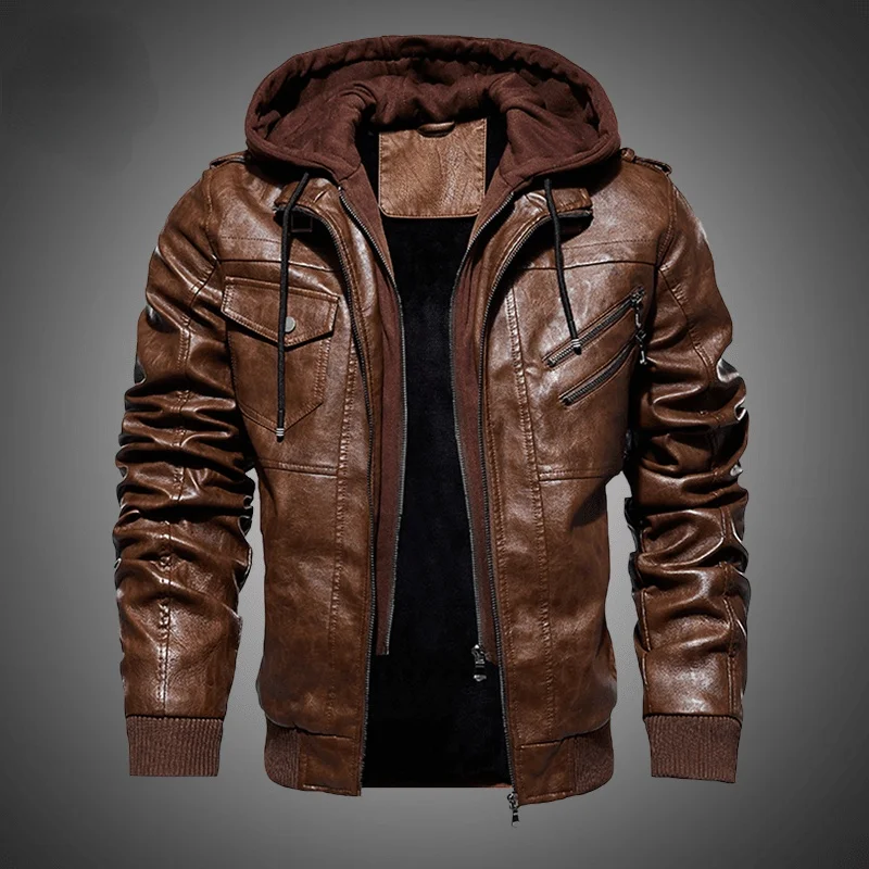 

Mens Leather Jackets 2021 Winter New Casual Motorcycle PU Jacket Biker Leather Coats European Windbreaker Genuine Leather Jacket