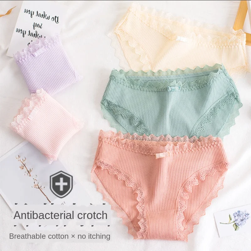 3 шт. женские хлопковые трусы кружевное нижнее белье|Женские трусики| |