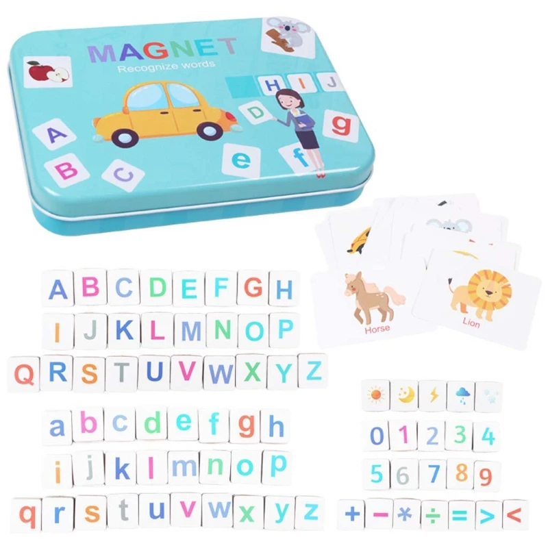 

Wooden Magnetic Letters Numbers Toys Fridge Magnets Alphabet Word Cards Spelling Counting Game Learning Math for Toddler Kid