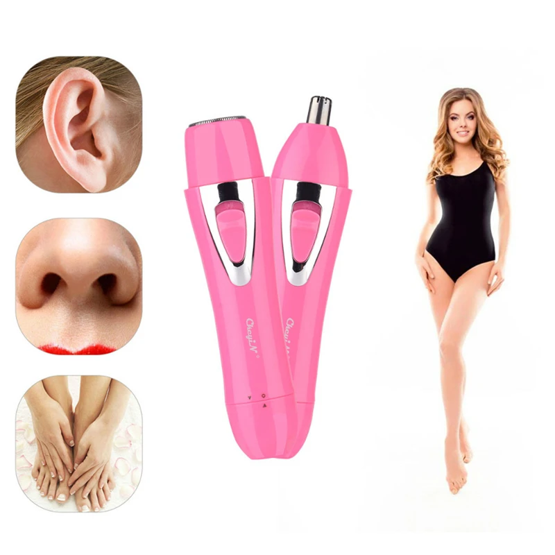 CkeyiN 2 в 1, женский эпилятор для лица, электробритва, депилятор, мини-эпилятор для удаления волос, триммер для носа, резак для волос, безболезненная бритва