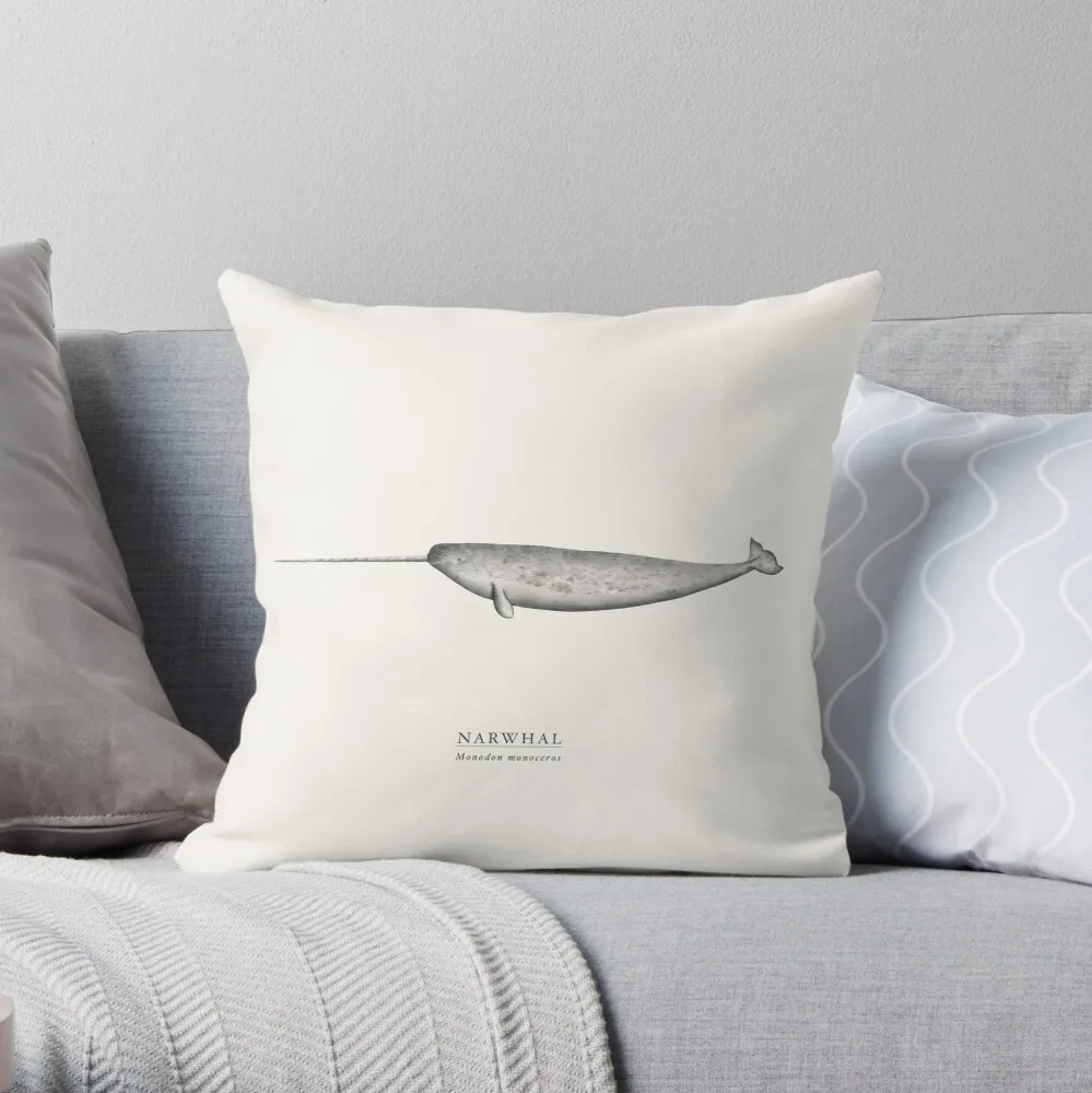 

Narwhal Throw Pillow Cushion Cover Polyester throw pillows case on sofa home living room car seat decor 45x45cm