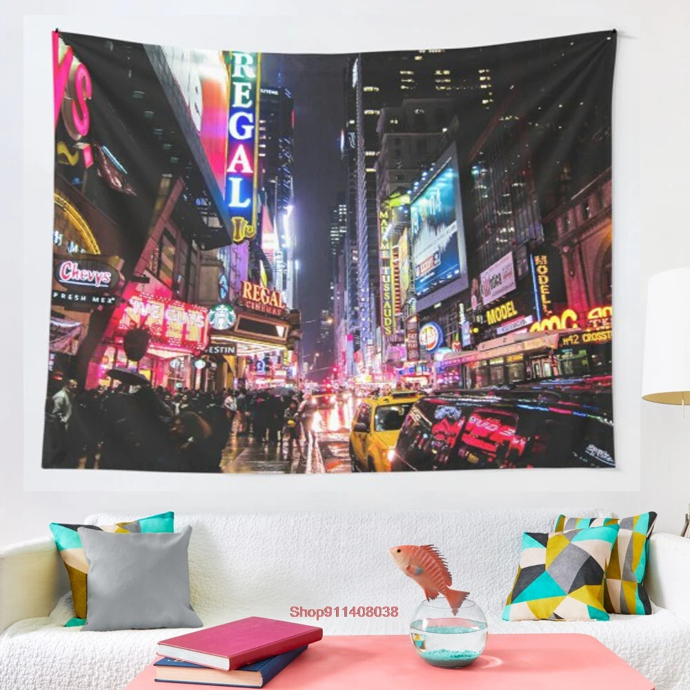 

New York City Night tapestry Mosaic Style Hippie Boho Wall Tapestries Mandala Fabric Mat Living Room Decor