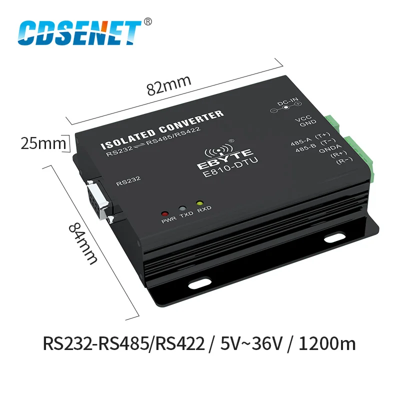 RS232 to RS485/RS422 Isolated Bidirectional Converter 1.2km  Wireless Transparent Transmission Modem E810-DTU(RS)