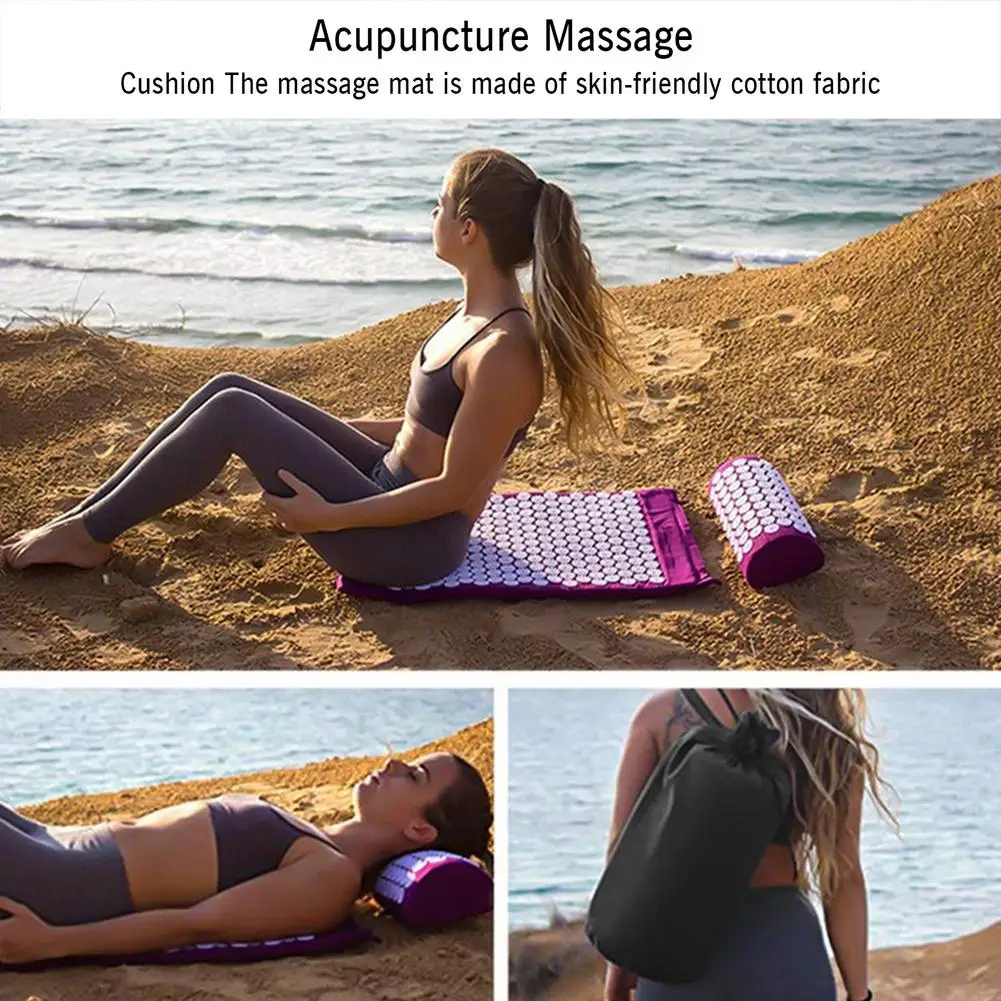 

7PCS Acupuncture Mat Set with Fascia Ball Latex Tension Ring Acupressure Relieve Back Body Pain Spike Mat Massage Mat W/Pillow