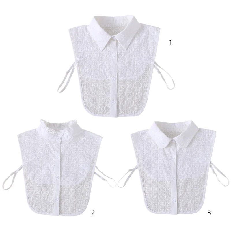

Women Elegant Detachable False Fake Collar Jacquard Leaves Circle Winter Sweater Decorative Ruffles Lapel Half-Shirt Blouse
