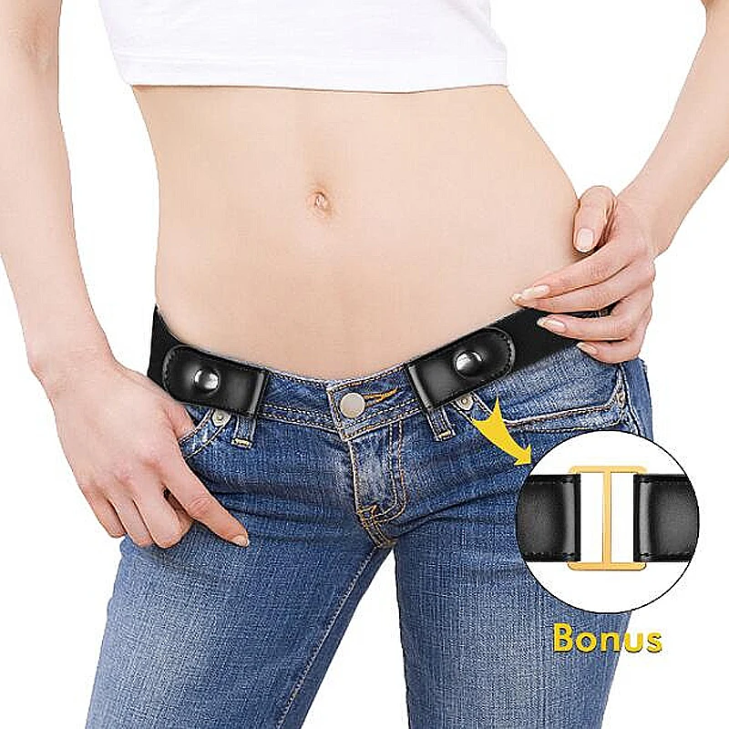 

1pcs slim elastic invisible belt elastic woven leather lazy belt simple fat elastic belt S78