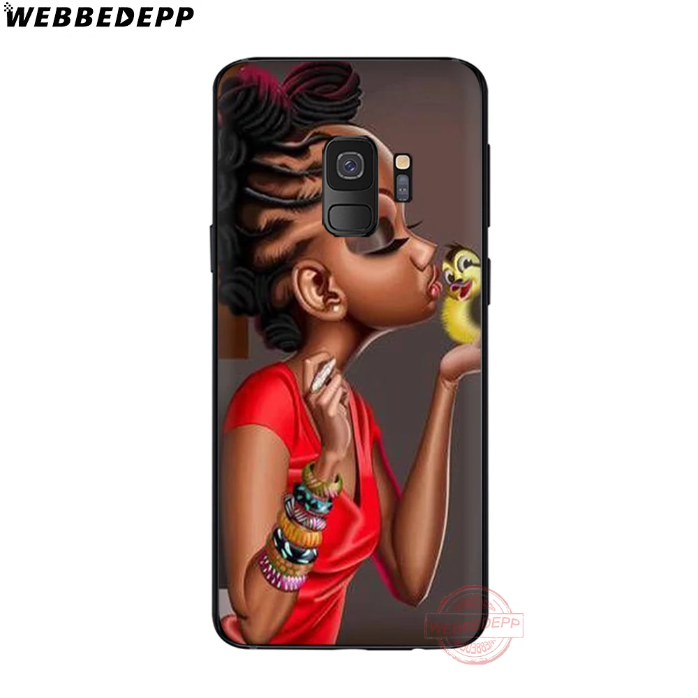 WEBBEDEPP Animated Black Girls Soft Phone Case for Samsung S6 S7 Edge S8 S9 S10 Plus J4 J6 J7 J8 Note8 9 10 |