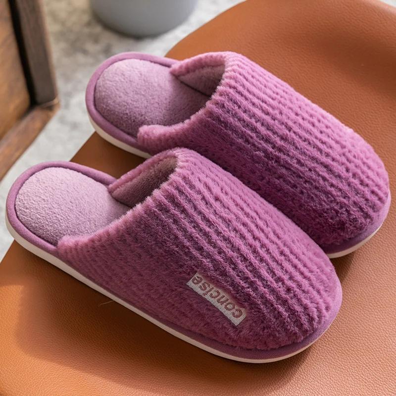 

Striped Soft Bottom Home Slippers Cotton Warm Shoes Women Indoor Floor Slippers Non-slips Shoes for Bedroom House Woman Slippers