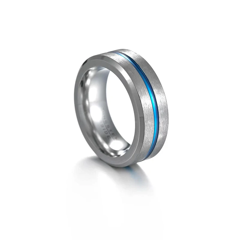 

Men Women Wedding Band Tungsten Carbide Wedding Ring With Groove Bevel Polish Brush Finish 8MM Comfort Fit