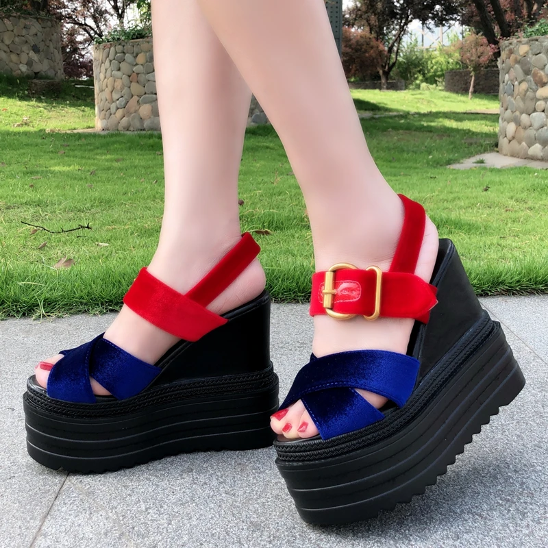 

13cm2021 spring and summer new wedge heel shoes nightclub platform platform to increase women's shoes