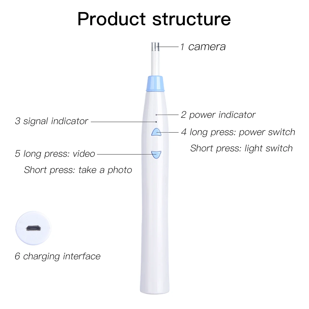 

1080P HD 3.9mm Digital Ear Otoscope WiFi Ear Camera Endoscope Earwax Removal Tools Borescope Ear Cleaning Tool Drop Shipping