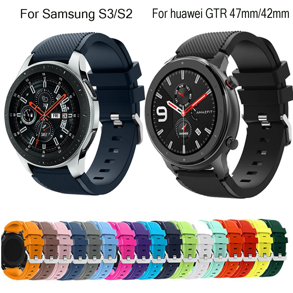 22 20 мм для xiaomi Huami Amazfit GTR 47 42 силиконовый смарт-ремешок Samsung Gear S3 S2 сменный ремешок