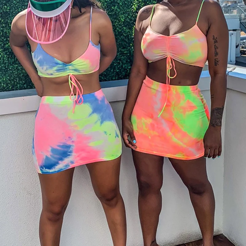 

Women Bodycon Sleeveless Crop Top with Skirt Fashion for Summer Beach Party TC21