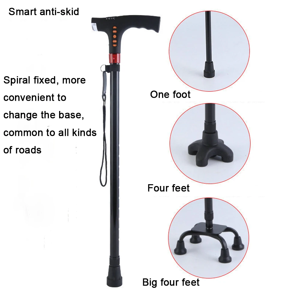 

Collapsible Telescopic Folding Cane Elder Cane LED With alarm Walking Trusty Sticks Elder Crutches for Mothers the Elder Fathers