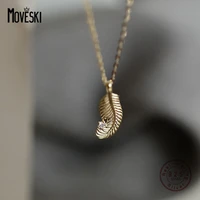 moveski 925 sterling silver micro inlaid zircon feather pendant necklace women fashion elegant anniversary jewelry gift