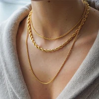 flatfoosie gold silver color twisted rope chain necklaces chunky wide thin chains choker necklaces for women hip hop jewelry