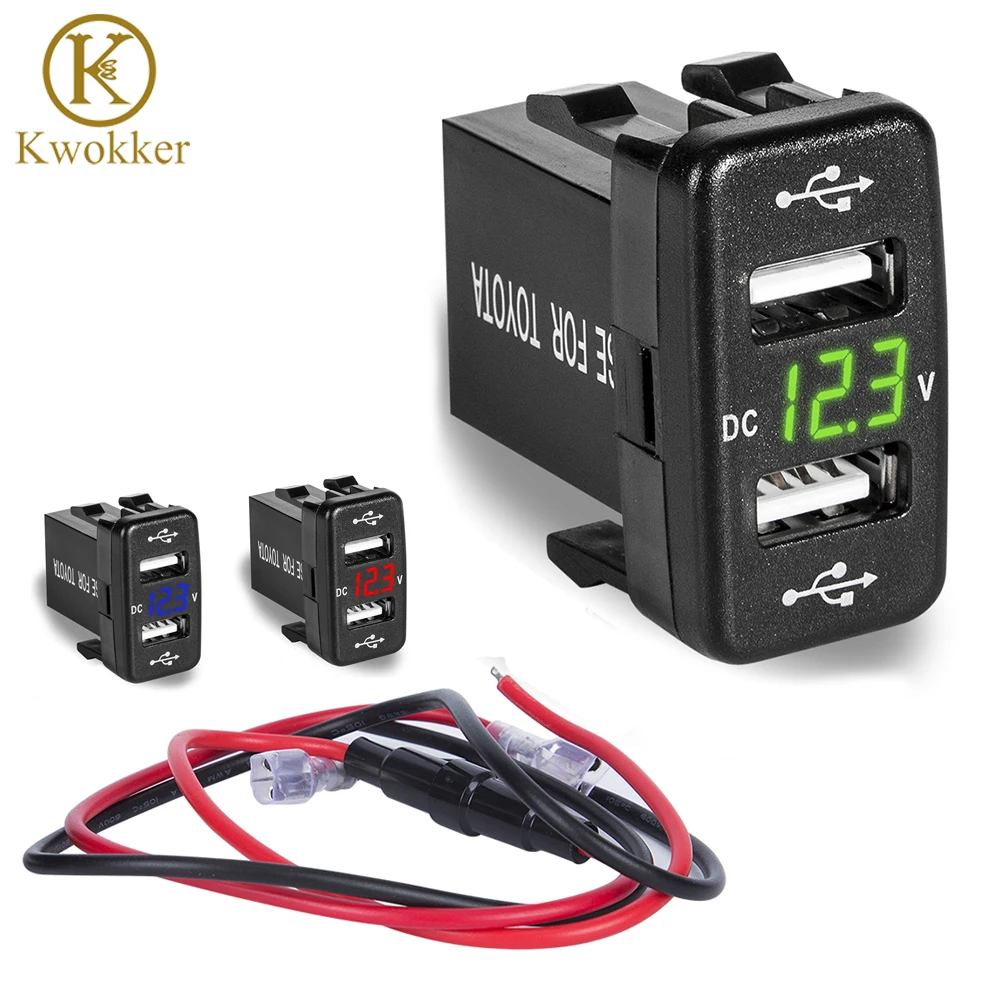 Автомобильное зарядное устройство с двумя usb портами 5 В 24 в пост. Тока цифровым