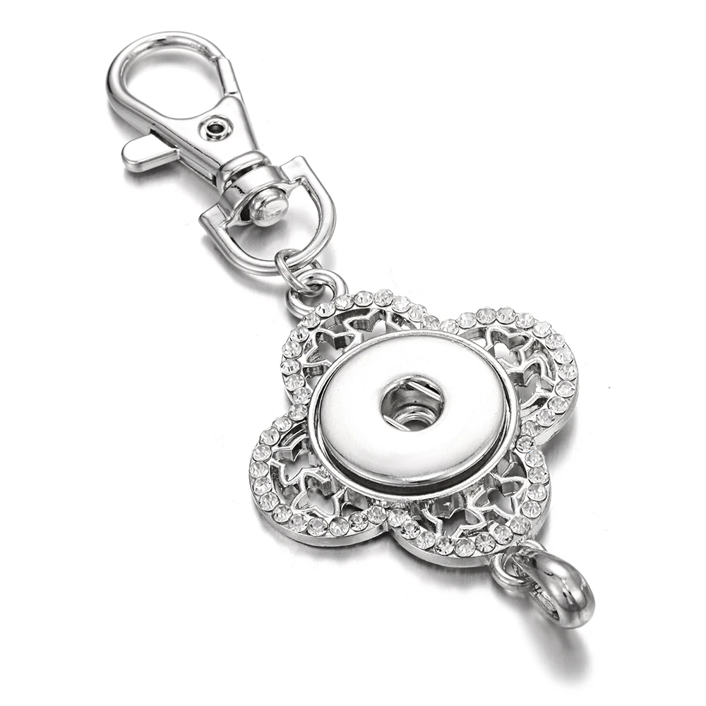 Новые ювелирные изделия 18 мм Кнопка Брелок Серебряный Цвет Цветочная застежка со