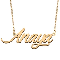 anaya name necklace for women stainless steel jewelry 18k gold plated alphabet nameplate pendant femme mother girlfriend gift