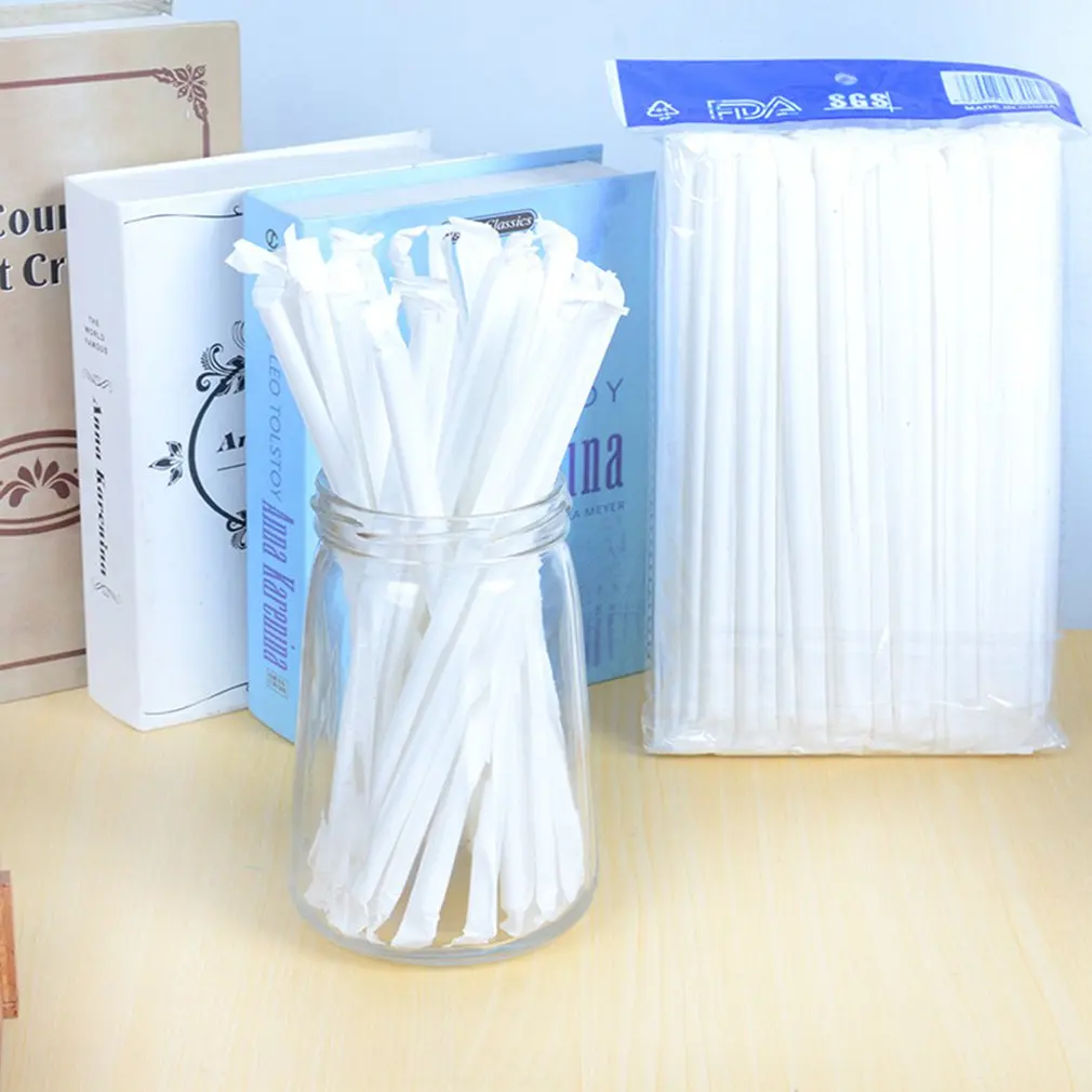 

100 Pcs Transparent Straws Individually Packaged Disposable Straw Flexible Plastic Party Tea Coffee Wedding Decoration