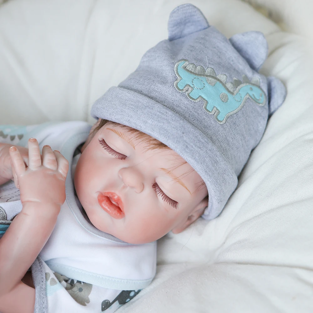 

NPK New Alive Babies Dolls Reborn 48cm Boneca soft Silicone Baby Doll Toys Vinyl Boy Blue Dress Doll girls Birthday Xmas Gifts