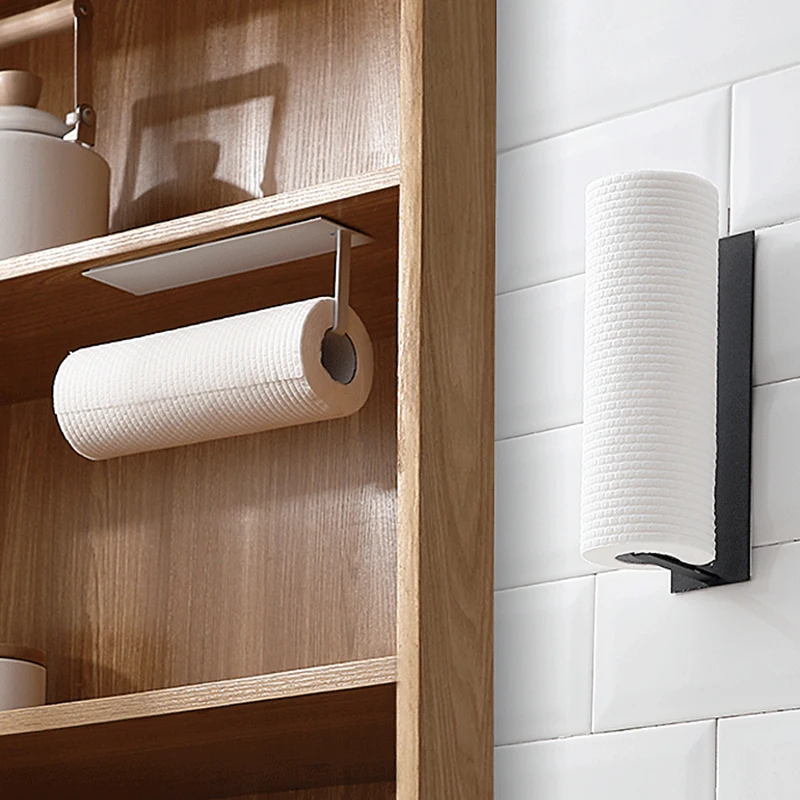 

Non Perforated Paper Towel Holder Toilet Paper Hanger Roll Paper Holder Fresh Film Storage Rack Wall Hanging Shelf 2021 Hot Sale