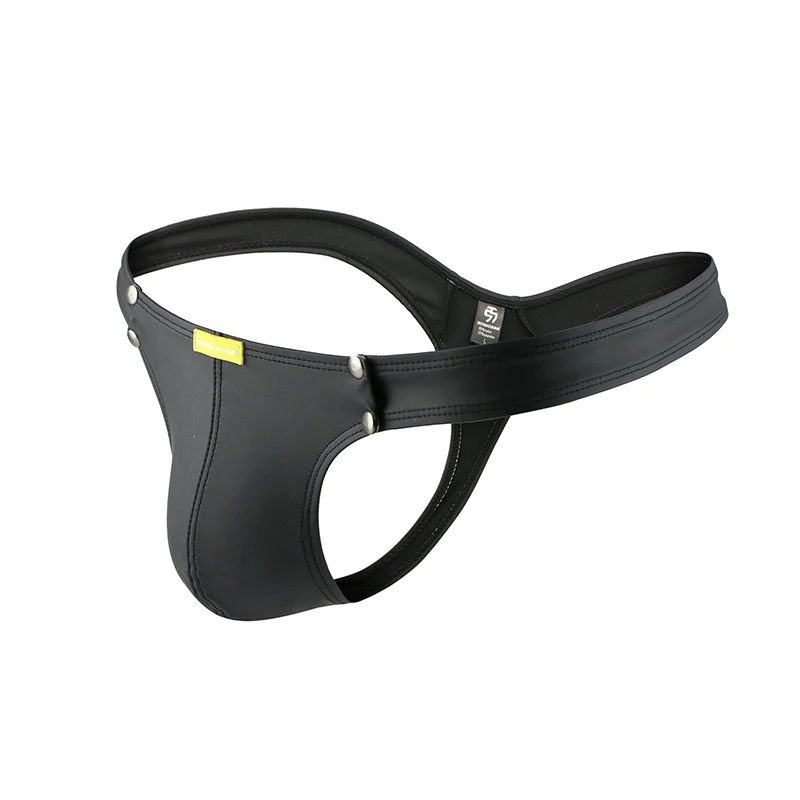 Гей мужское нижнее белье PU кожаный плащ мужские трусы бикини стринги сексуальные