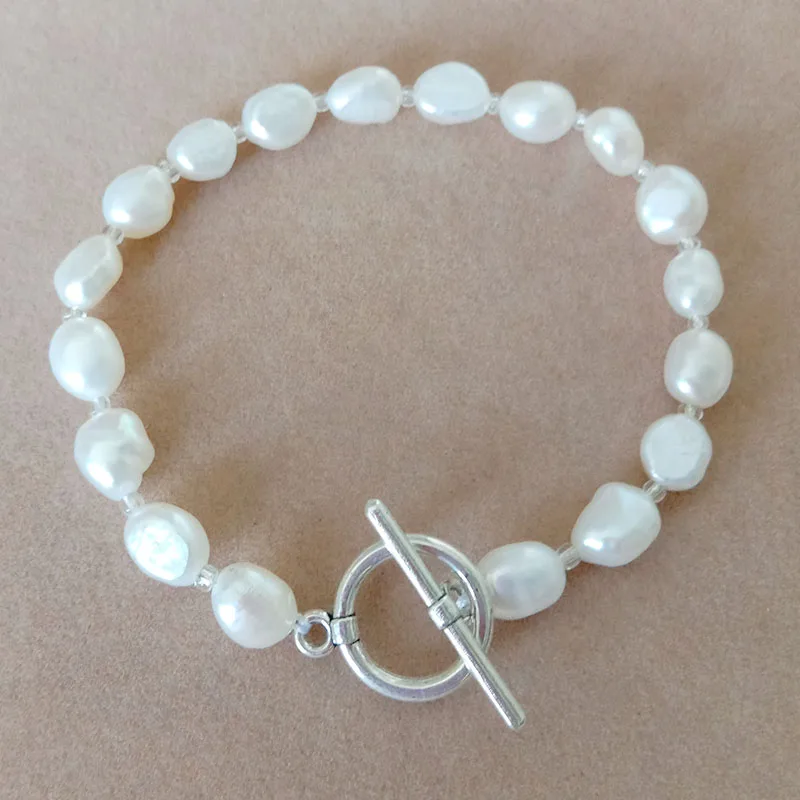 Браслет из 100% натурального пресноводного жемчуга с хрустальными бусинами длина