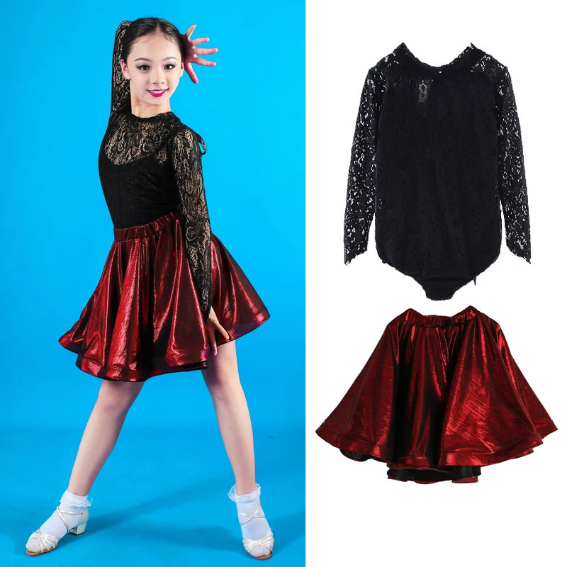 Детские платья для девочек платье латинских танцев с трико сальсы юбка