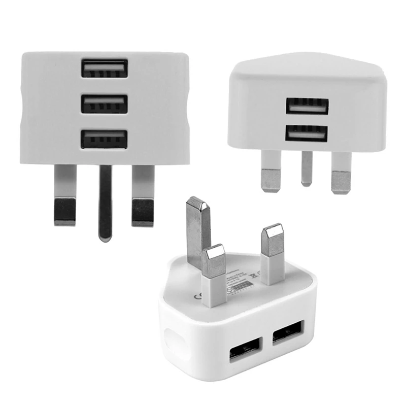 

UK Mains Wall 3 Pin Plug Adaptor Charger Power USB Ports Charger For Mobile Phones Tablets