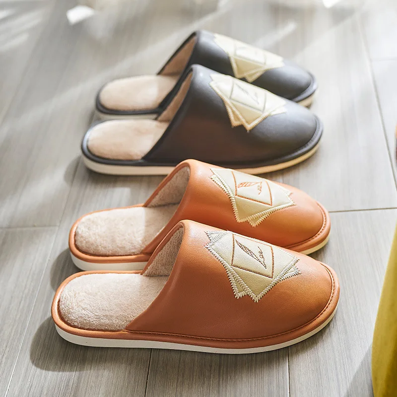 Оптовая продажа зимние женские тапочки из натуральной кожи домашняя