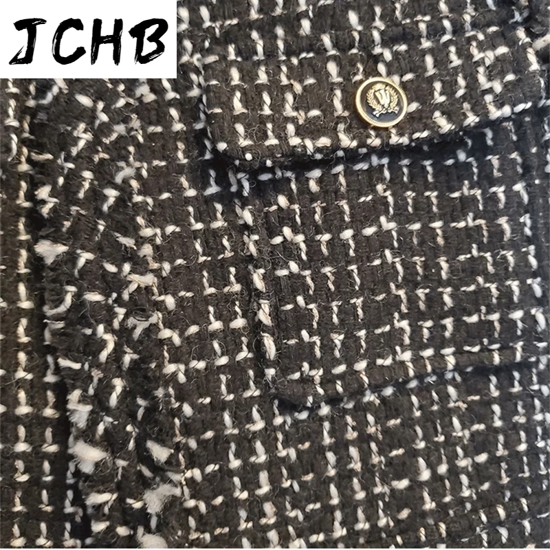 

winter autumn 2021 women casual v-neck plaid tweed vests sleeveless jackets waistcoat Y716