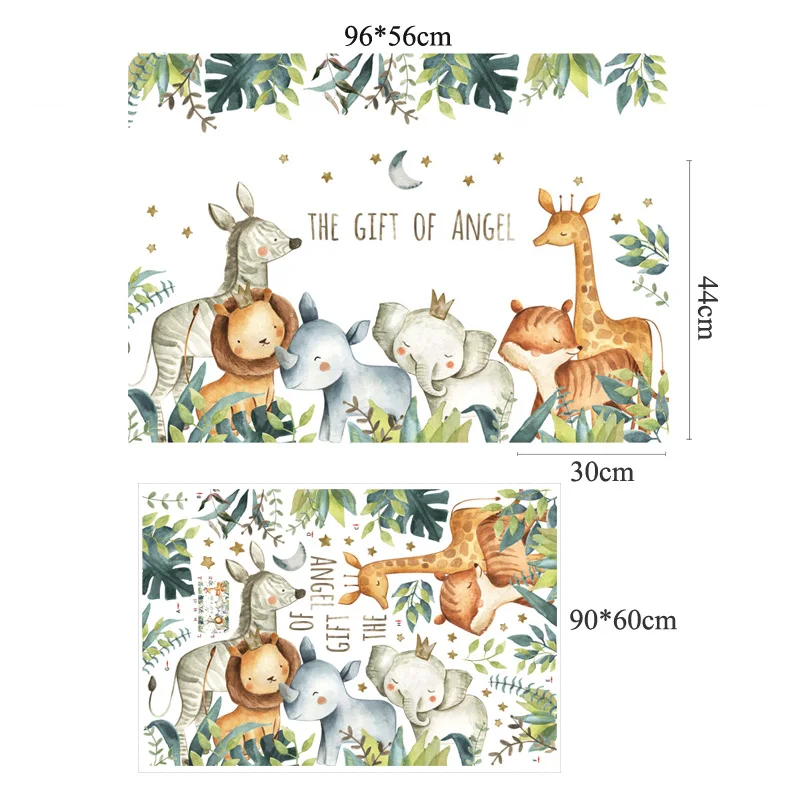 

Tofok Ins Jungle Animal Wall Sticker DIY Cartoon Giraffe Zebra Plants Kids Room Kindergarten Dorm Mural Decal Home Decoration