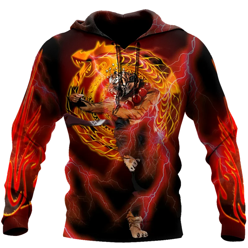 

New style Retro Hoodies Marital Tiger and Dragon Sweatshirt 3D print Unisex casual Zip Hoodie casual Street hip hop Hoodie