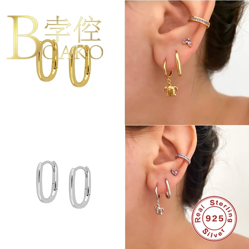 

BOAKO Oval Earrings For Women 925 Sterling Silver Earrings Dangle Earrings Display Piercing Jewelry Сережки Kolczyki #9.9