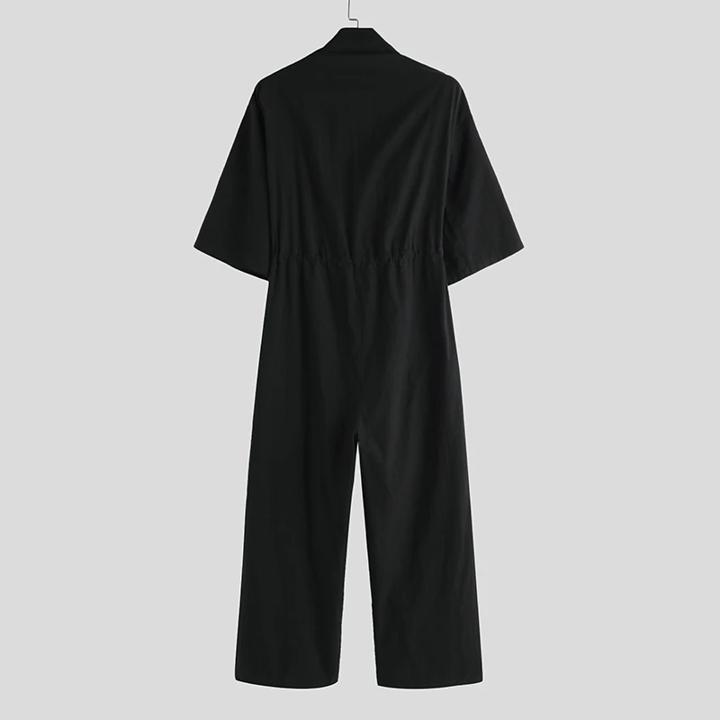 INCERUN Модные мужские повседневные черные комбинезоны с коротким рукавом