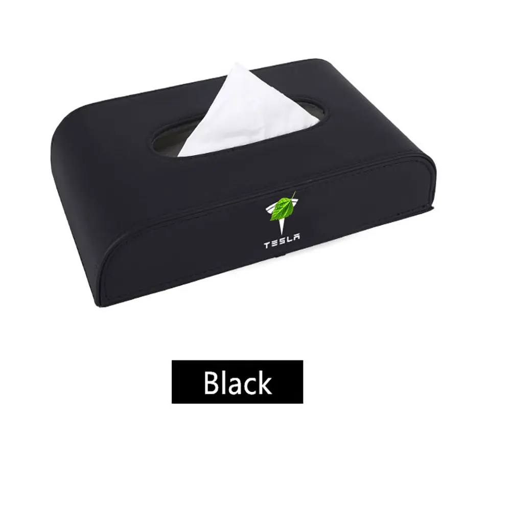 

PU Leather Tissue Box Napkin Holder For Tesla Model 3 X S Black