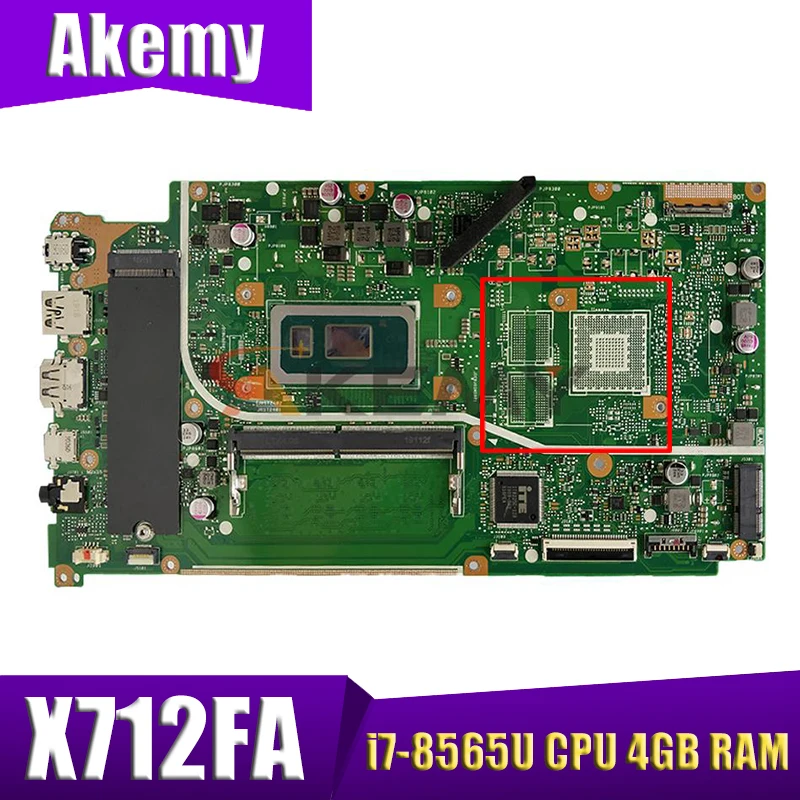 

Материнская плата Akemy X712FA с i7-8565U ЦПУ, 4 Гб ОЗУ, GM для asus vivobook Q 17 X712F X712FA, материнская плата для ноутбука