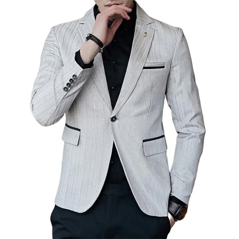 Брендовый мужской повседневный приталенный Блейзер пиджак на одной пуговице