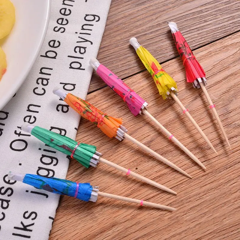 100 Смешанные бумажные Коктейльные зонтики для вечерние аксессуары тропических