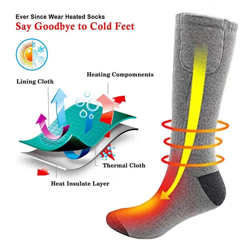 

3V Thermal Cotton Heated Socks Men Women Battery Case Battery Operated Winter Foot Warmer Electric Socks Warming Socks
