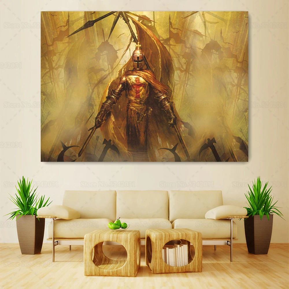 Рыцарь Тамплиер постеры в стиле ретро святое сражение с мечом Картина на холсте