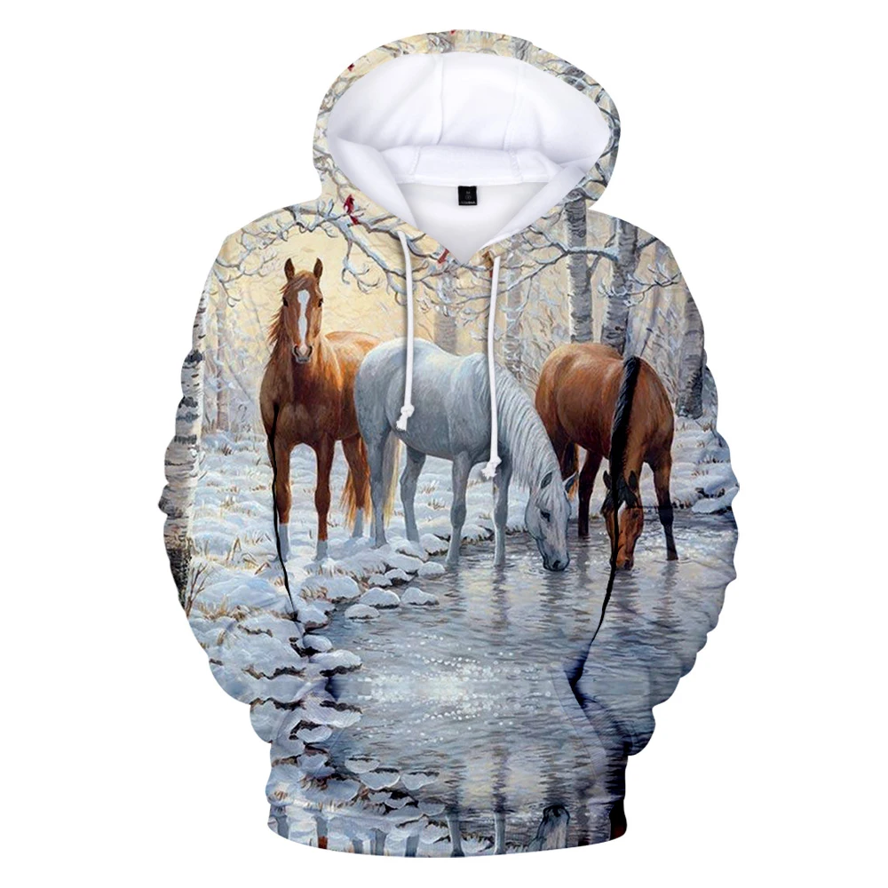 Sudadera con capucha 3D para niños y niñas, suéter de manga larga con estampado de dinosaurio, caballo y pollo, estilo informal, a la moda