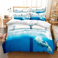 swimming in pool bedding duvet cover set 3d digital printing bed linen fashion design comforter cover bedding sets bed set