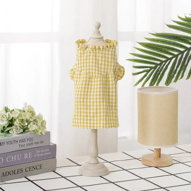 Spring Summer Pet Dog T-shirt Flower Print Skin-friendly Yarn Puppy Plaid Dog clothes Shirt for Small dogs Yorkies Chihuahua