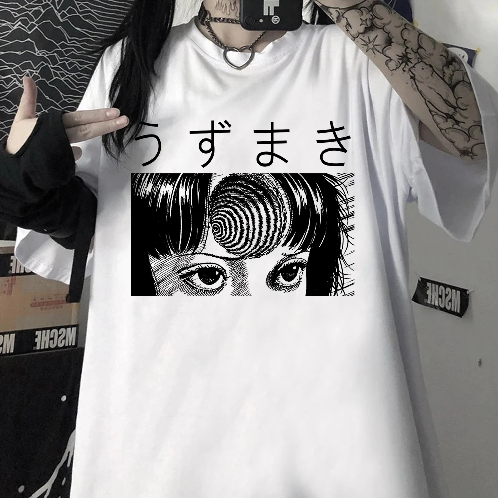 

Футболка Junji Ito мужская с принтом аниме «ужасы», топ с коротким рукавом, уличная одежда, унисекс, на лето