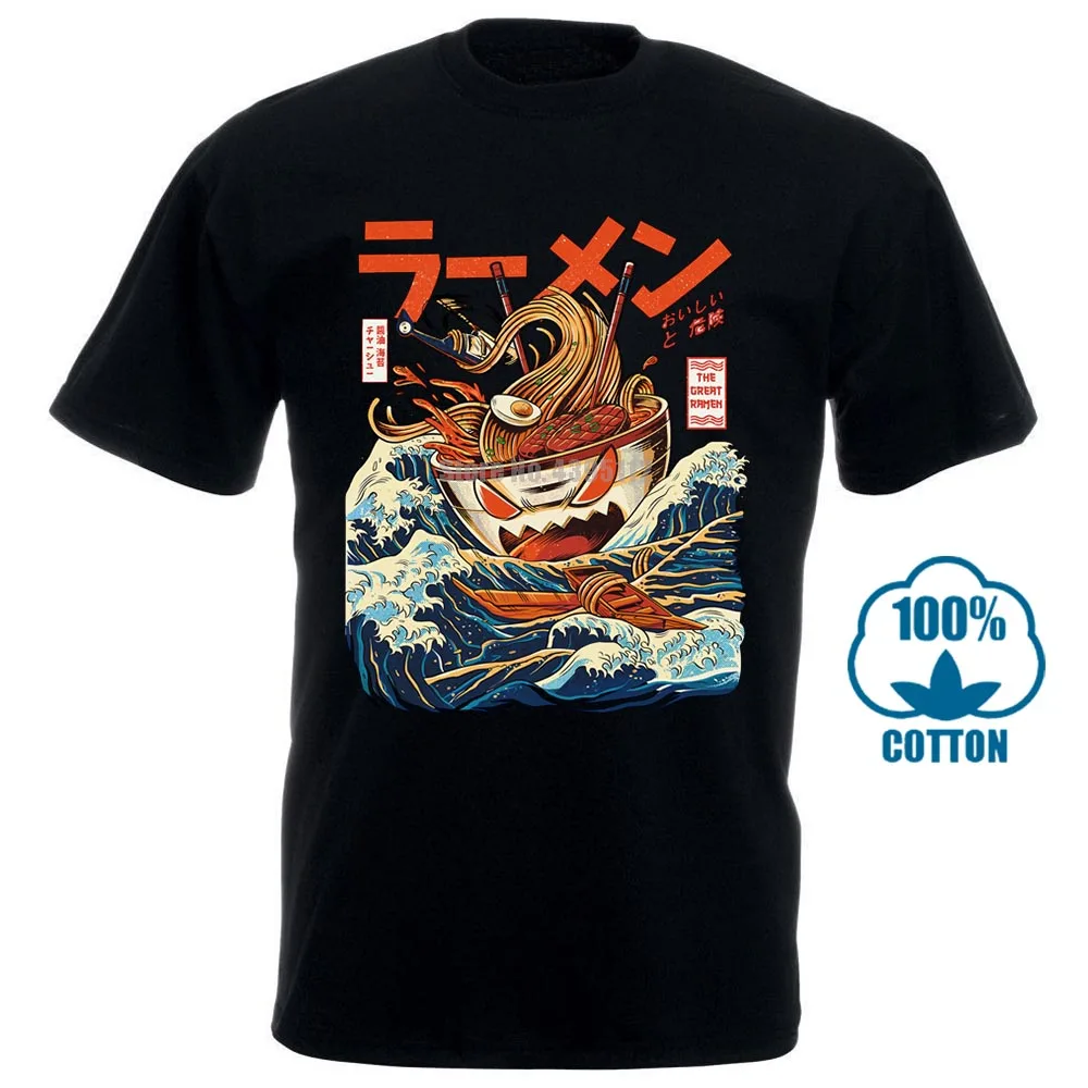 Kawaii одежда Ropa Harajuku Японская футболка Ramen лапша канагава волнистая чаша забавная