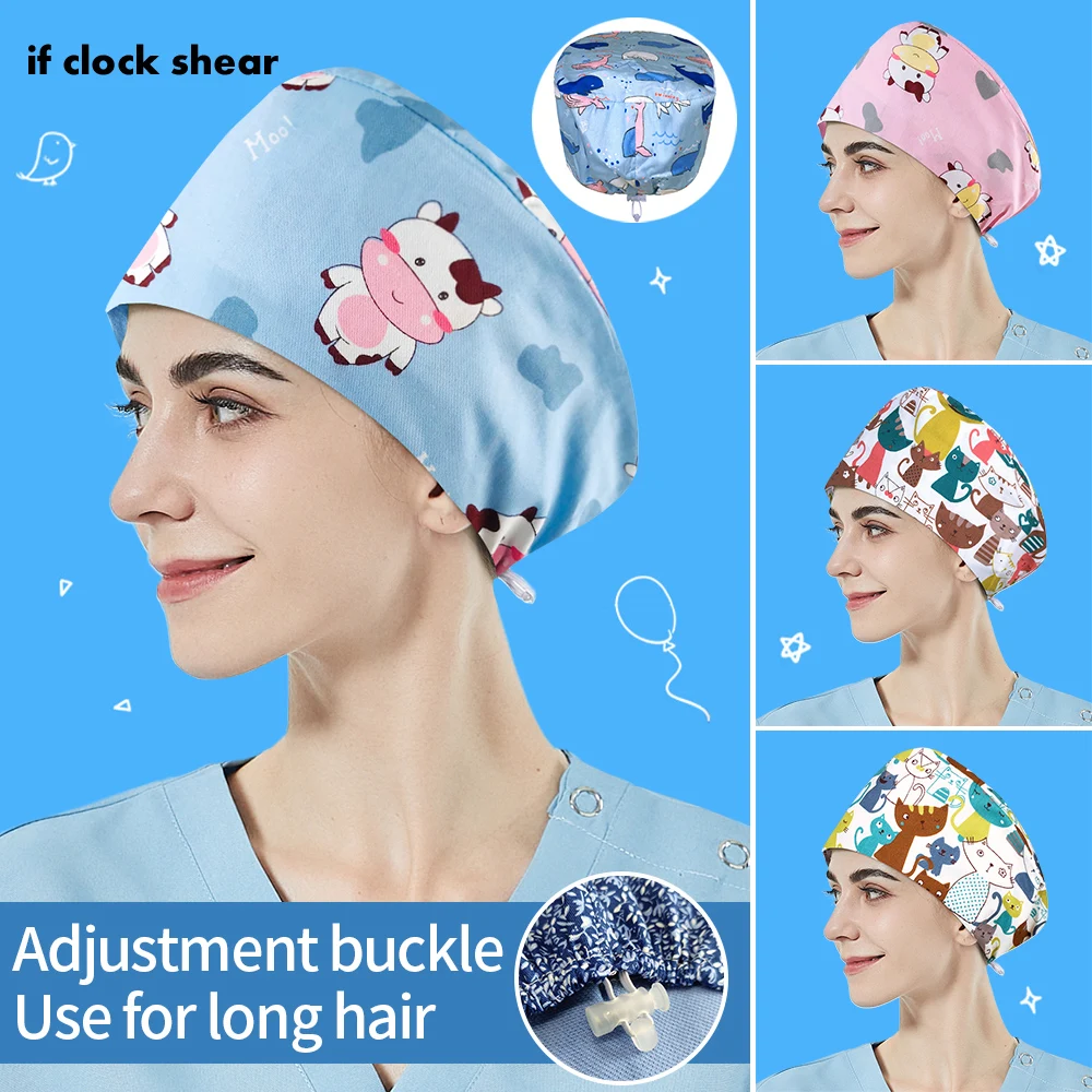 

Высококачественная шапка-скраб с длинным ворсом и принтом животных, рабочая шапка с повязкой для груминга домашних животных, оптовые цены, ...